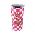 20oz Stamped By Beauty Tumbler — Pink Checkerboard Crown