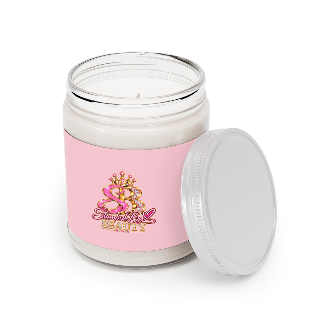 Stamped By Beauty Soy Candle — Pink Monogram Label