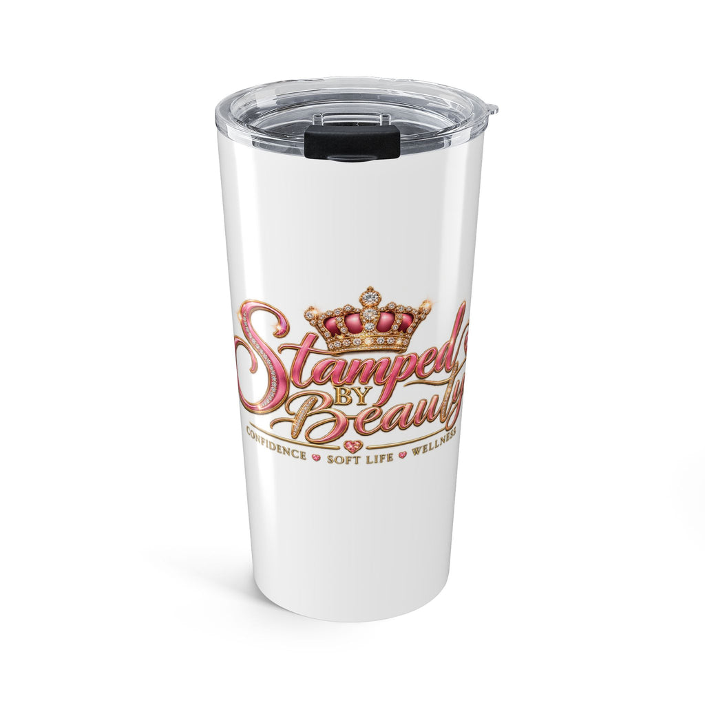 20oz Stamped By Beauty Tumbler — White Script Crown