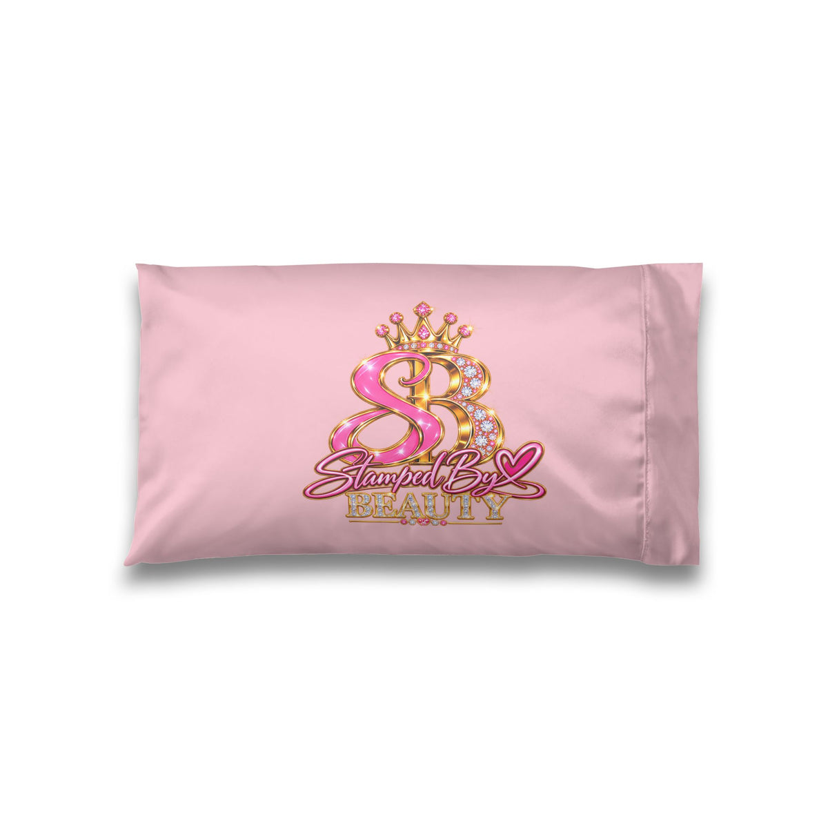 Stamped By Beauty Satin Pillowcase — Light Pink Jeweled