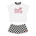 Stamped By Beauty Women's Short Pajama Set — White Tee / Checkerboard Shorts