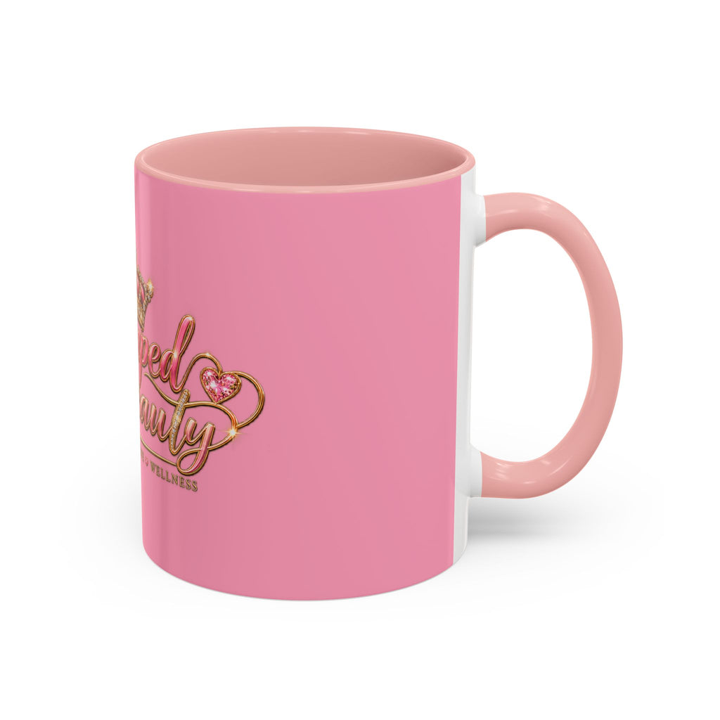 Stamped By Beauty Pink Accent Mug — Crown Script