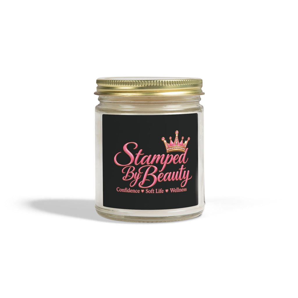 Stamped By Beauty Coconut Apricot Candle — Black Script Label