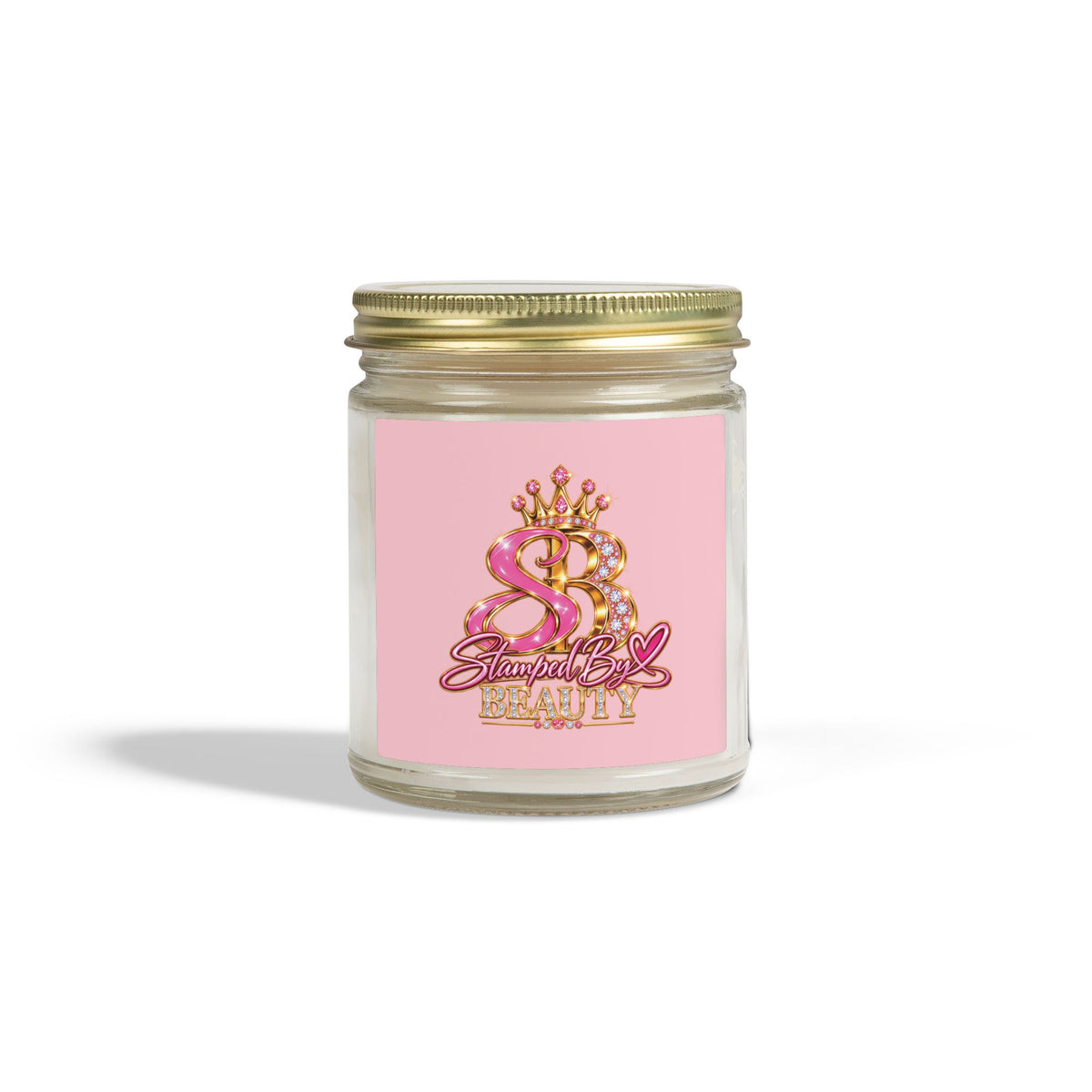 Stamped By Beauty Coconut Apricot Candle — Pink Monogram Label