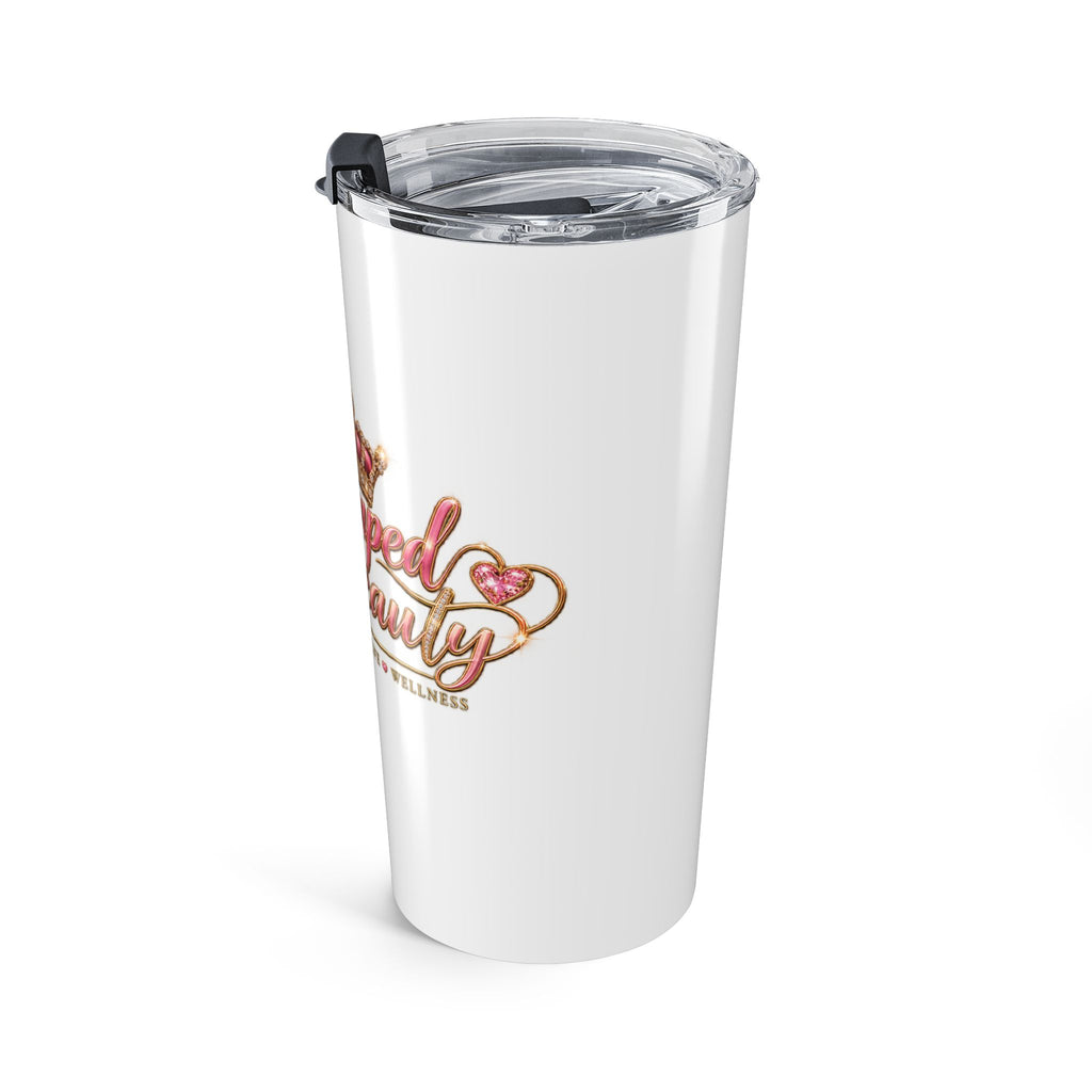 20oz Stamped By Beauty Tumbler — White Script Crown
