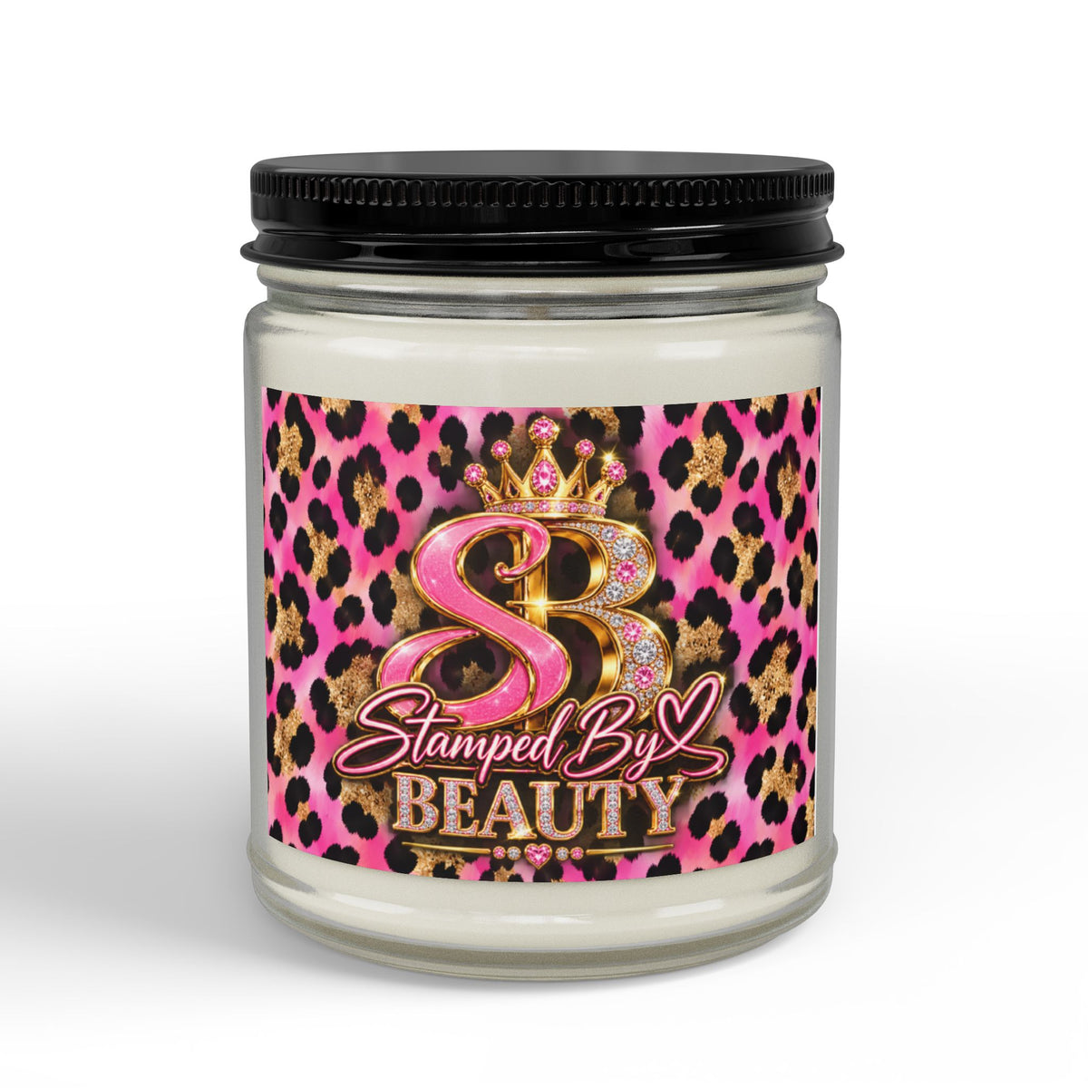 Stamped By Beauty Soy Candle — Pink Leopard Label