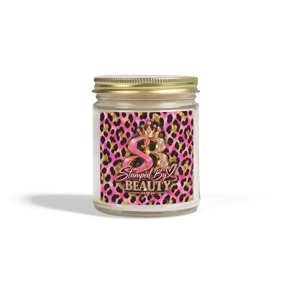 Stamped By Beauty Coconut Apricot Candle — Pink Leopard Label