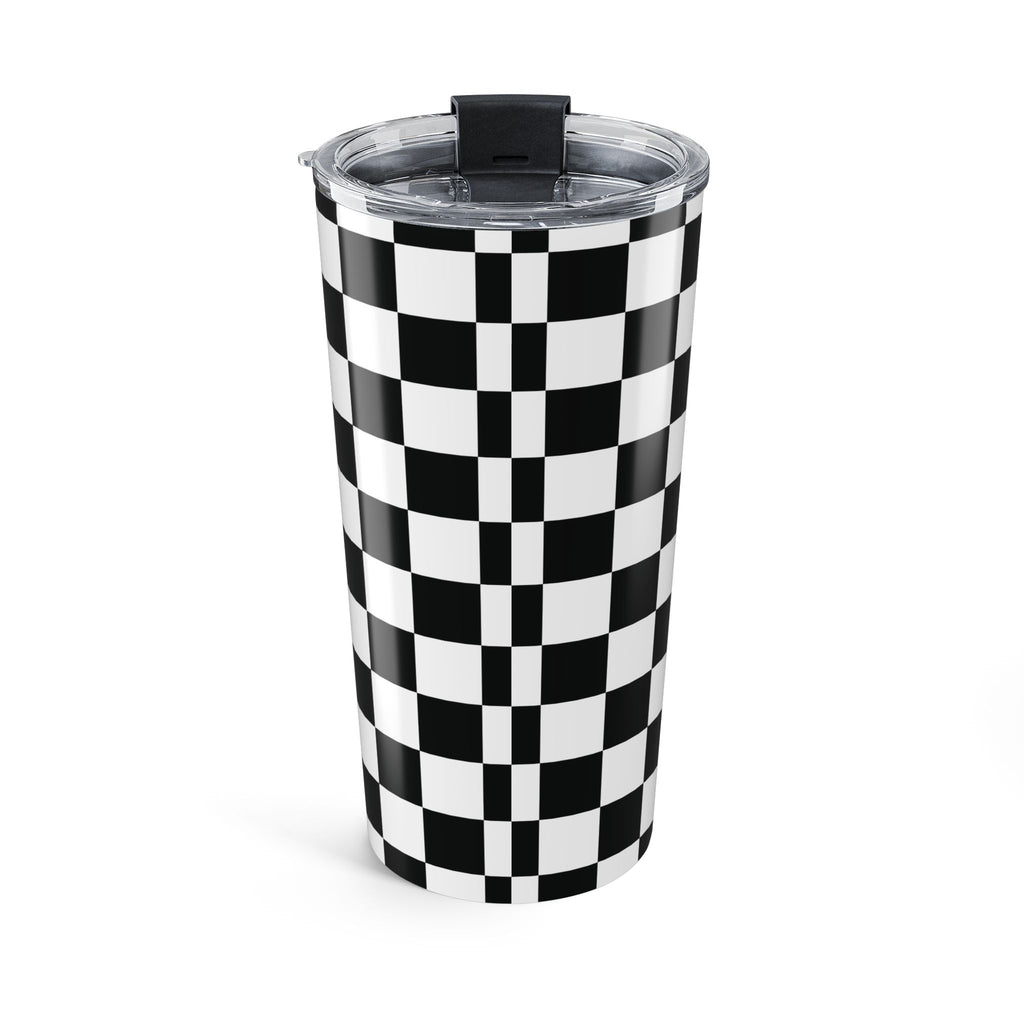 20oz Stamped By Beauty Tumbler — Black Checkerboard Crown