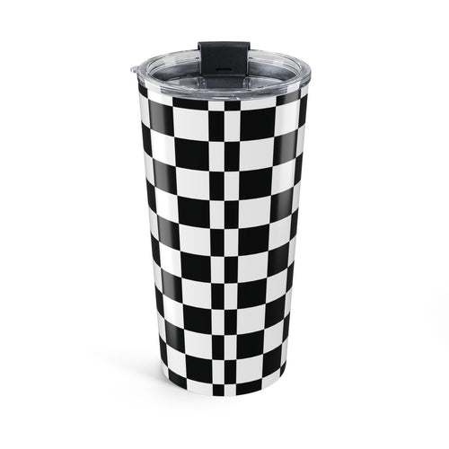 20oz Stamped By Beauty Tumbler — Black Checkerboard Crown