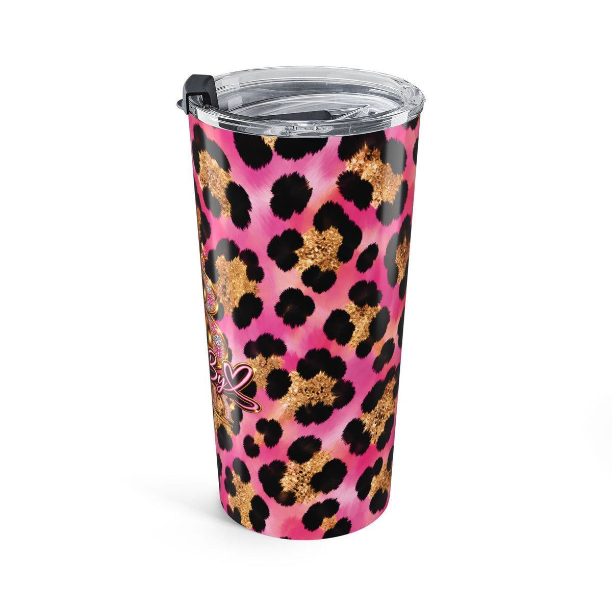 20oz Stamped By Beauty Tumbler — Pink Leopard Crown