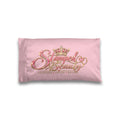 Stamped By Beauty Satin Pillowcase — Light Pink Crown Script
