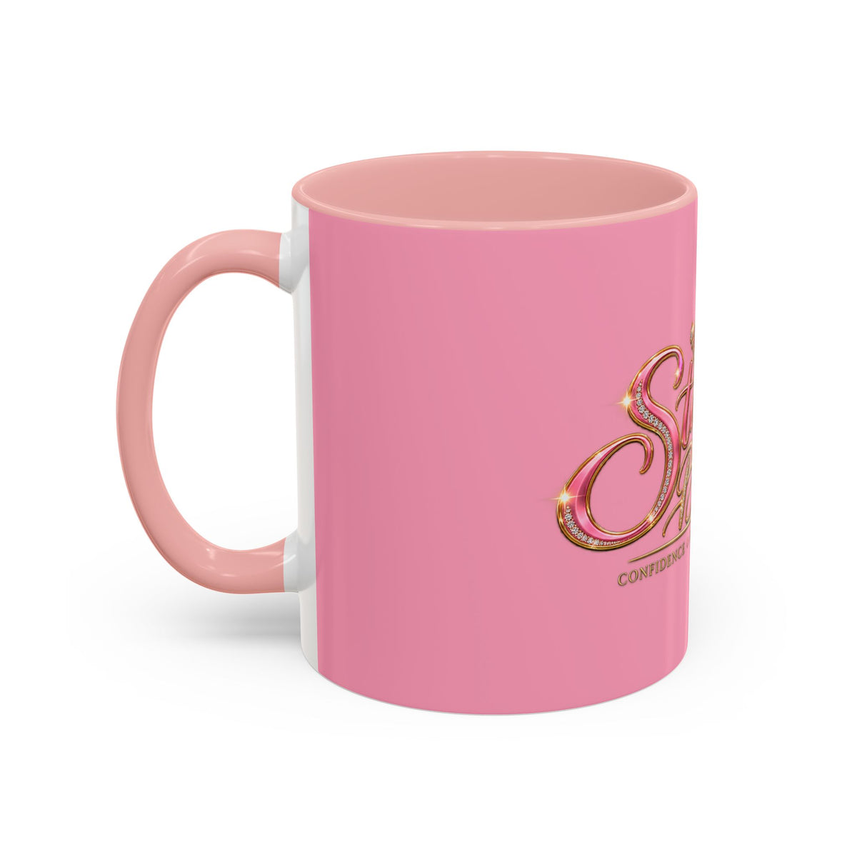 Stamped By Beauty Pink Accent Mug — Crown Script