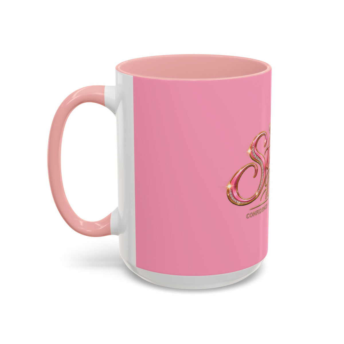 Stamped By Beauty Pink Accent Mug — Crown Script