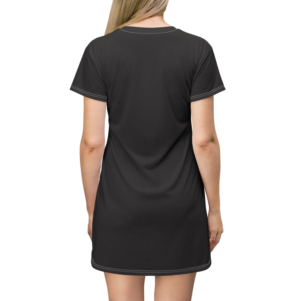 Stamped By Beauty Crown T-Shirt Dress — Solid Black