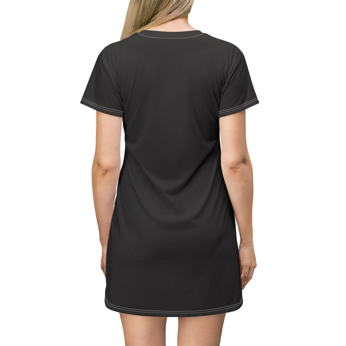 Stamped By Beauty Crown T-Shirt Dress — Solid Black