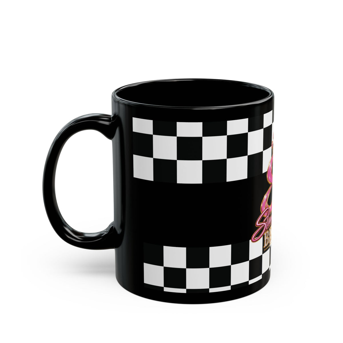 Stamped By Beauty Black Checkerboard Mug (11oz, 15oz)