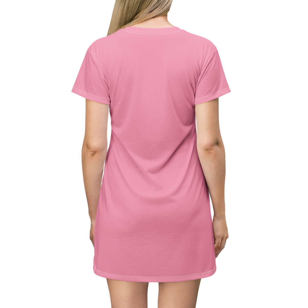 Stamped By Beauty Crown T-Shirt Dress — Solid Pink