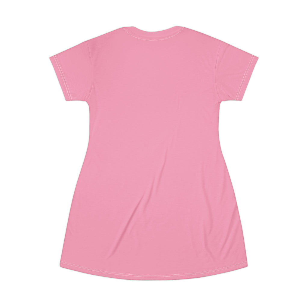 Stamped By Beauty Crown T-Shirt Dress — Solid Pink