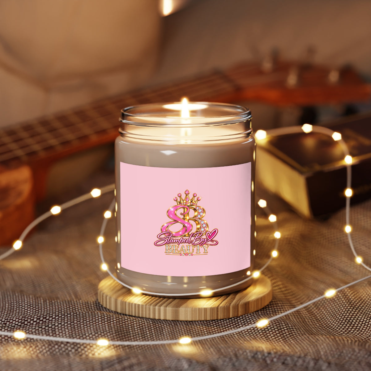Stamped By Beauty Soy Candle — Pink Monogram Label