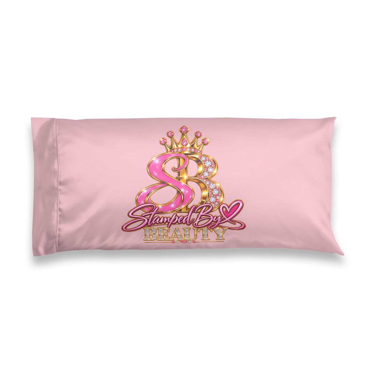 Stamped By Beauty Satin Pillowcase — Light Pink Jeweled