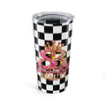 20oz Stamped By Beauty Tumbler — Black Checkerboard Crown