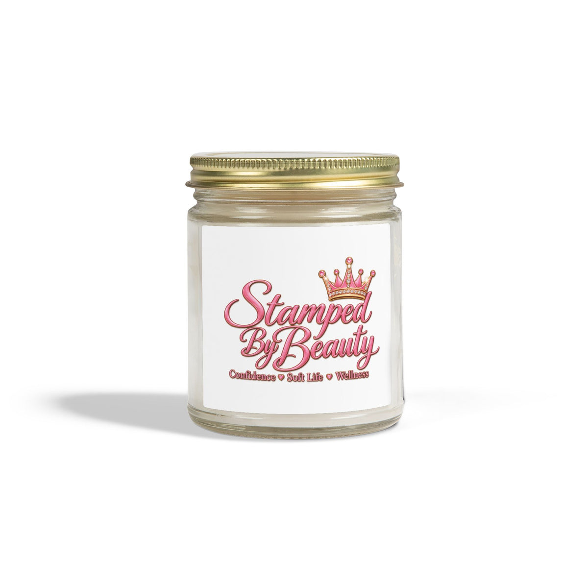 Stamped By Beauty Coconut Apricot Candle — White Script Label