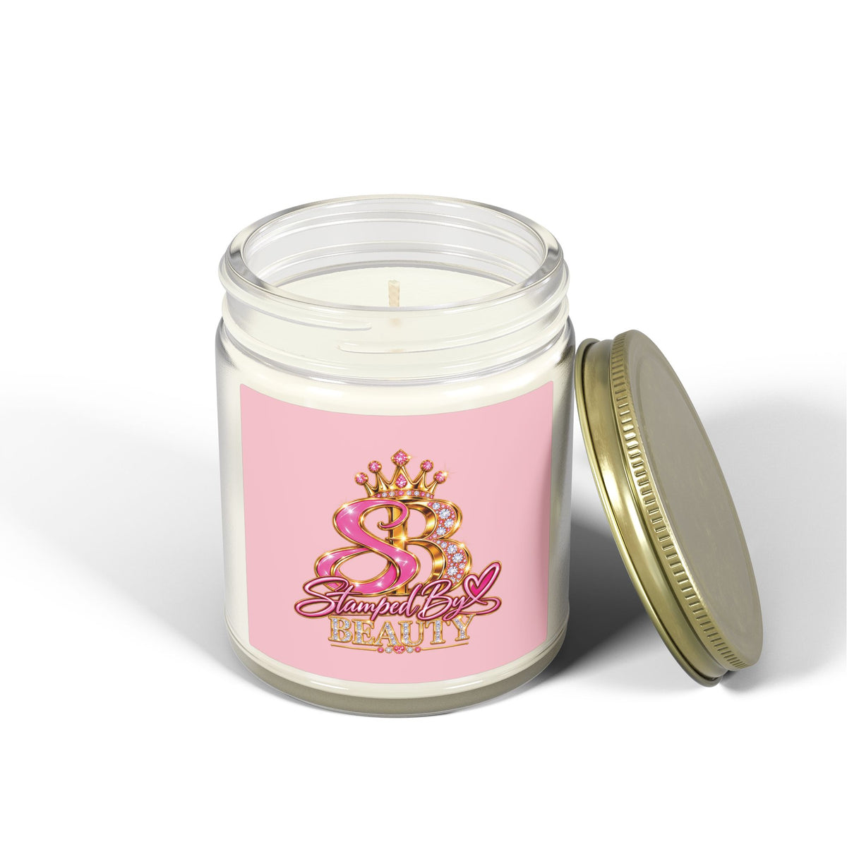 Stamped By Beauty Coconut Apricot Candle — Pink Monogram Label