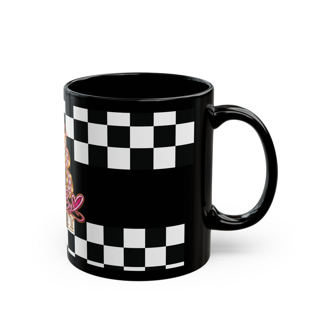 Stamped By Beauty Black Checkerboard Mug (11oz, 15oz)