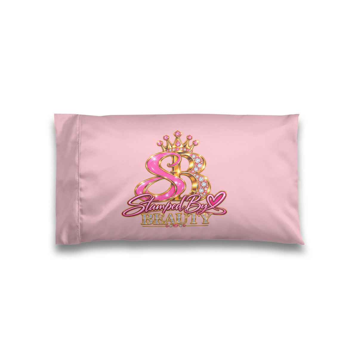 Stamped By Beauty Satin Pillowcase — Light Pink Jeweled