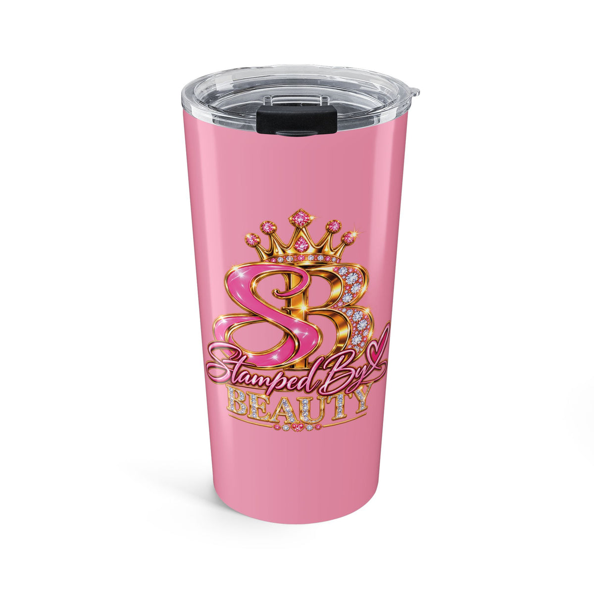20oz Stamped By Beauty Tumbler — Solid Pink Crown