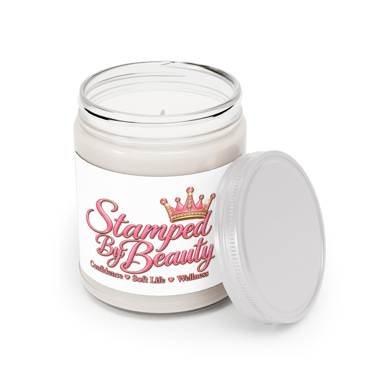 Stamped By Beauty Soy Candle — White Script Label