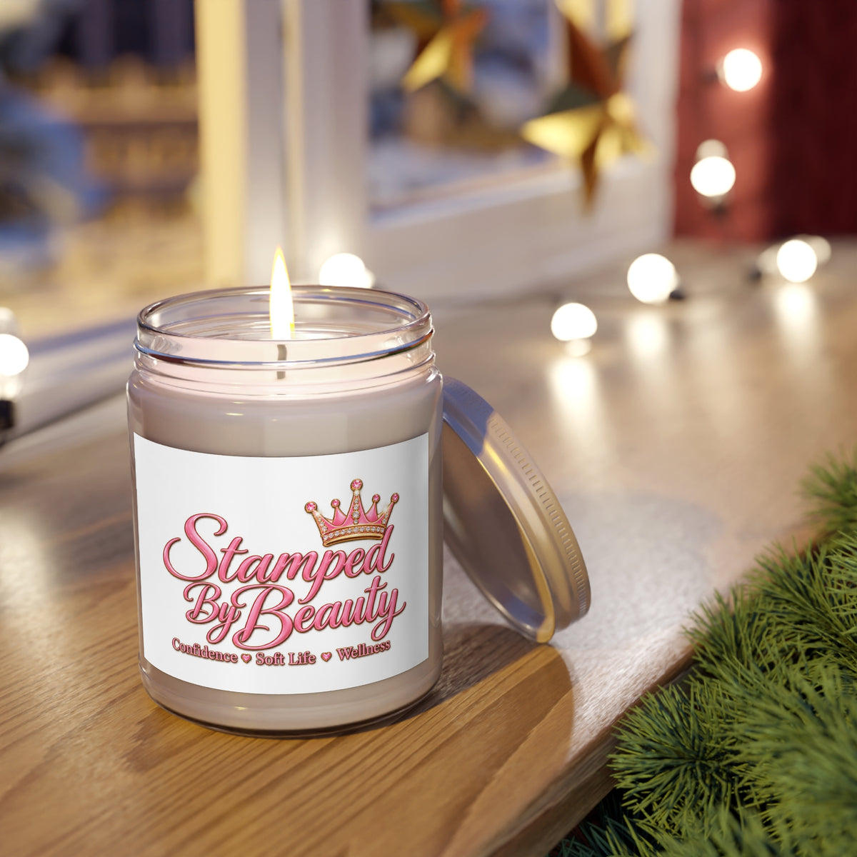 Stamped By Beauty Soy Candle — White Script Label