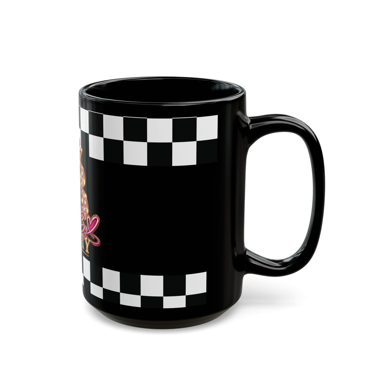 Stamped By Beauty Black Checkerboard Mug (11oz, 15oz)