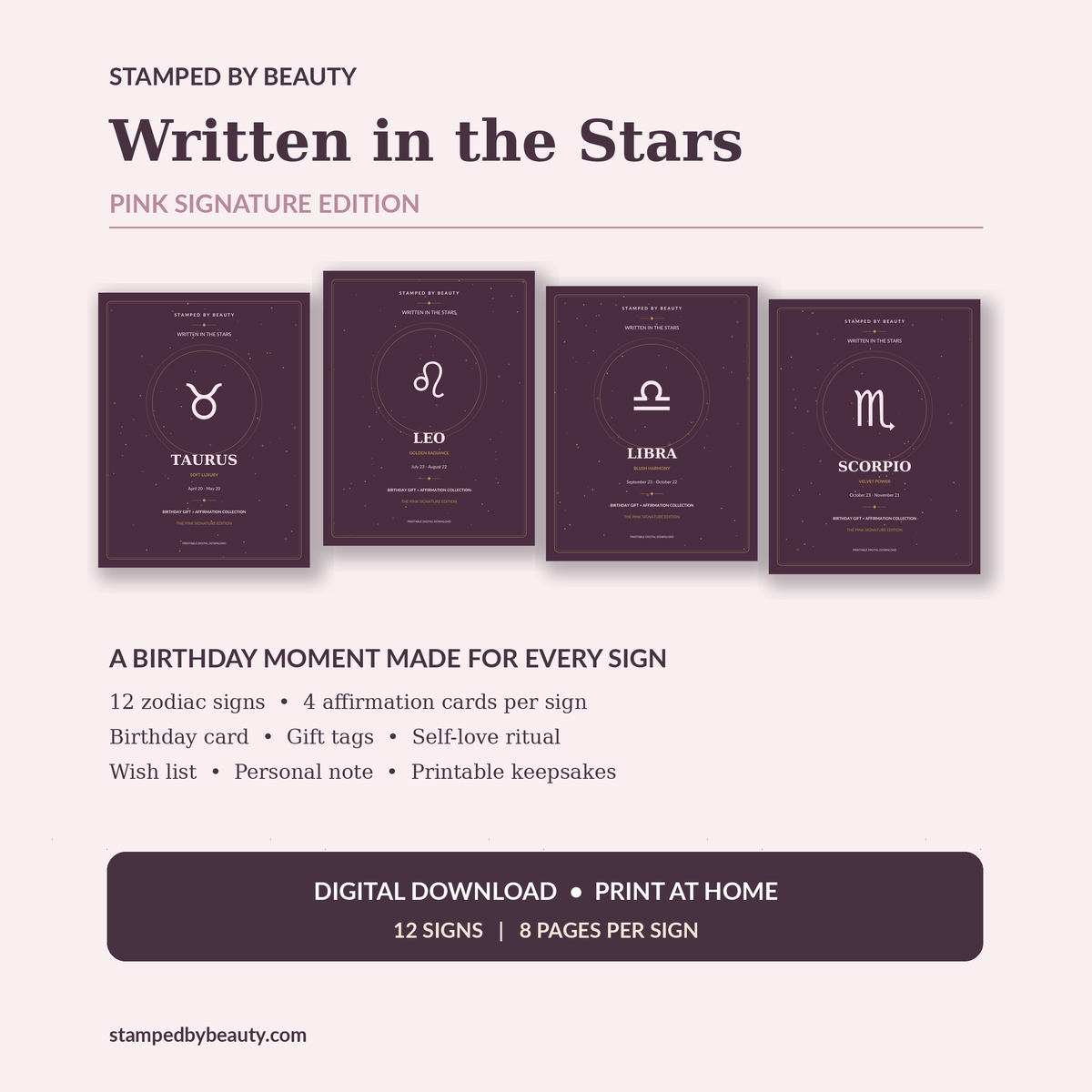 Aquarius – Written in the Stars Pink Signature Birthday Gift Kit